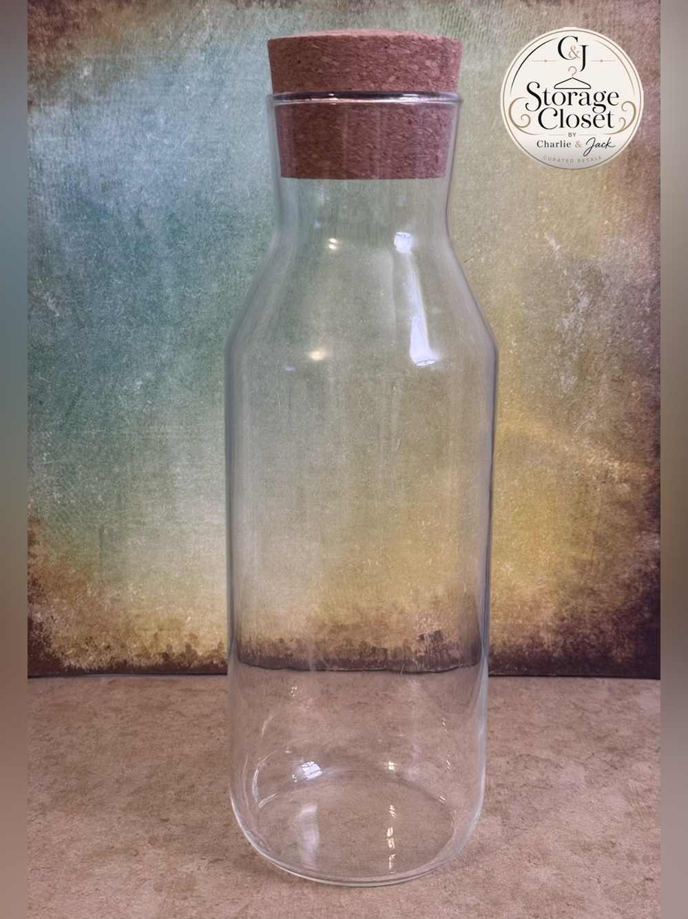 IKEA Clear Glass Carafe with Brown Cork Lid